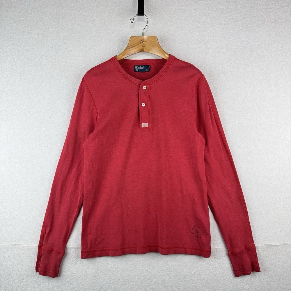 Vintage Polo Outfitters Ralph Lauren Red Cotton Henley Shirt Men's M *Read